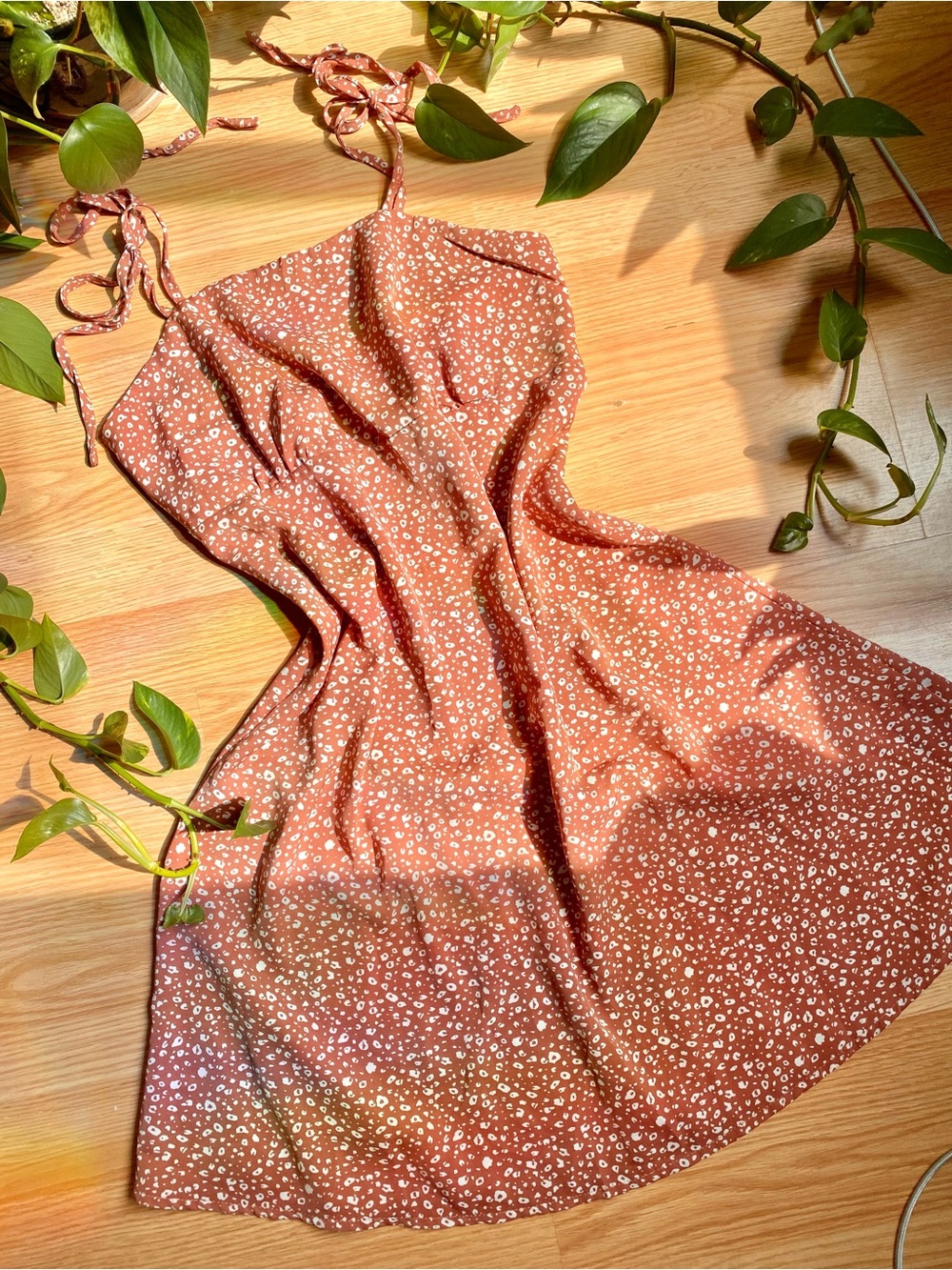 🍂 Terracotta Floral TieStrap Sundress Rust Orange Cottagecore Fall Autumn Preppy